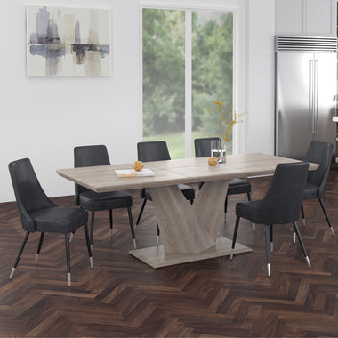 Noir/Sterling Seven-Piece Dining Set